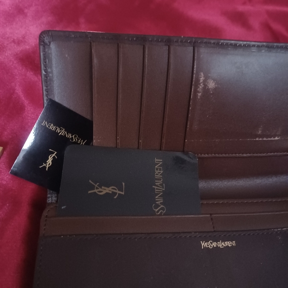 Yves Saint laurent Dark brown leather gold tone hardware long large ysl wallet - Picture 8 of 14